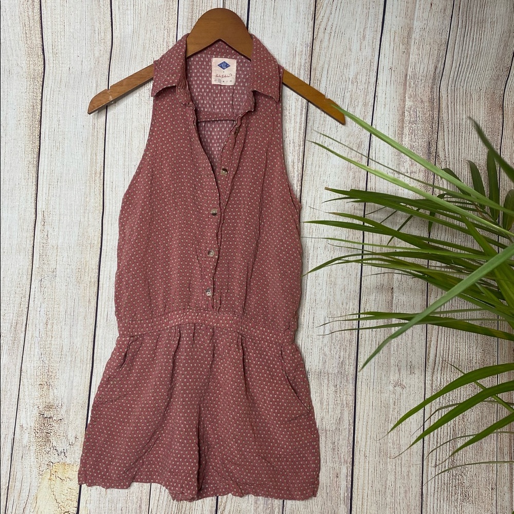 Dusty burgundy button up romper